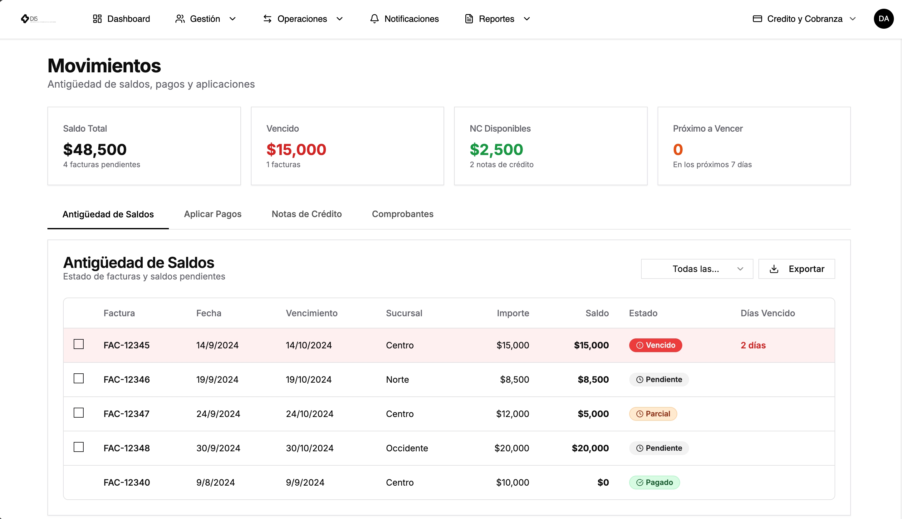 Vista previa de Portal de Credito y Cobranza
